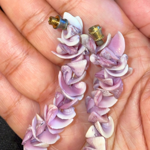 Vintage Shell Lavender Necklace adjustable length - Picture 5 of 7